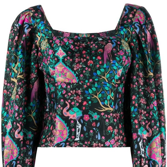 Sandro Paris Ivea Printed Square Neck Blouse Small 1 - Picture 3 of 8